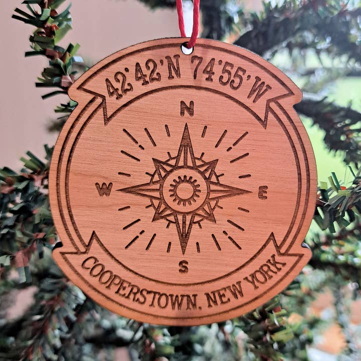 Giftable Memories - Wholesale Ornament - CUSTOM Compass Long/Lat Town State Christmas Ornament0