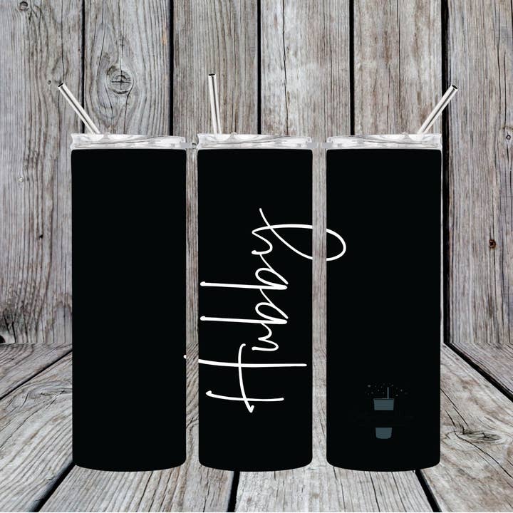 Hubby Black Skinny Tumbler for wholesale by Crafting in Chaos
