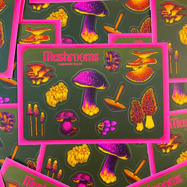 Svamp Sticker Sheet for engroshandel hos Psychedelic Lens