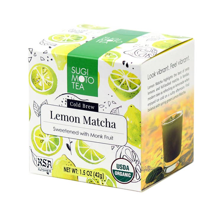 Organic Lemon Matcha 1.5oz (43g) Box for wholesale by Sugimoto Tea Company
