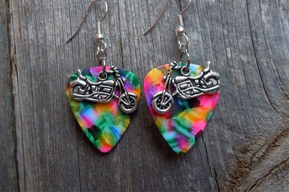 Simply Raevyn - Wholesale Dangle Earrings - Motorcycle Charm Guitar Pick Earrings22