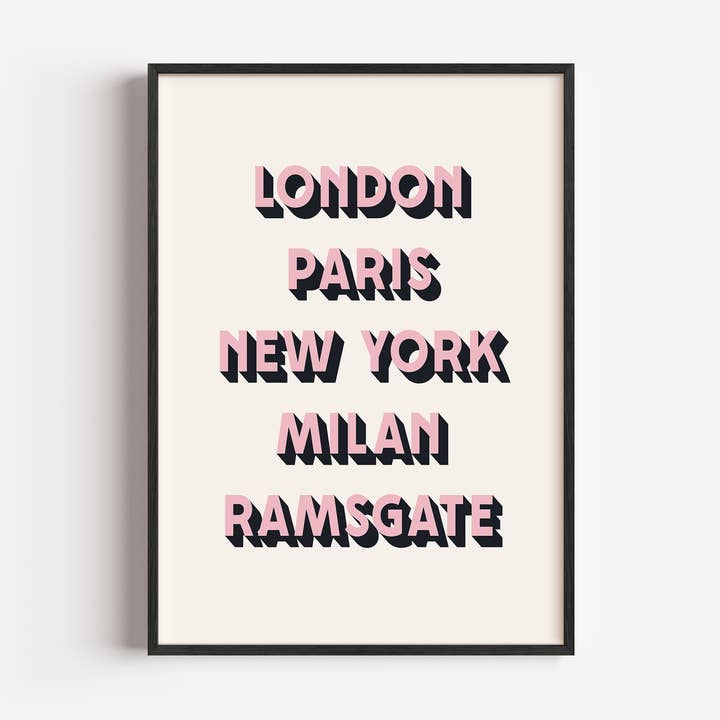 Fashion Capitals - Customised A3 Art Print for wholesale by Timmy Loves