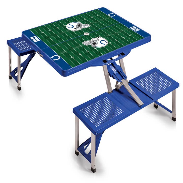 Indianapolis Colts Picnic Table Portable with Seats for wholesale by Picnic Time Family of Brands