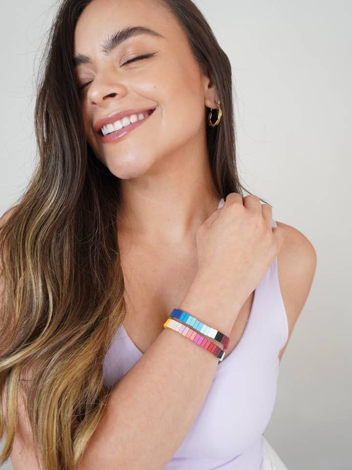 Pulseira de azulejo arco-íris por atacado de Bella Poise