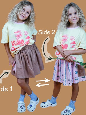 Island Girl Rok – Omkeerbaar (twee rokken in één) voor wholesale door Lokal Folk - Reversible Kidswear