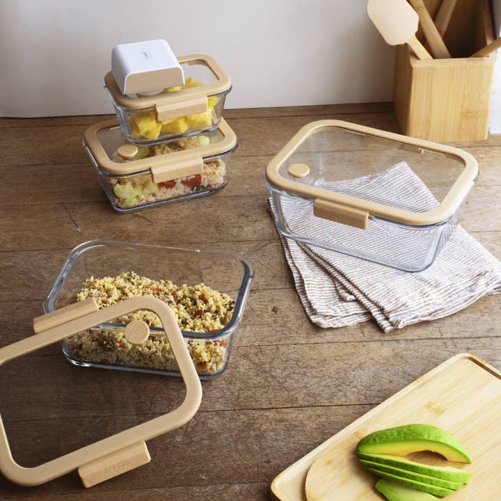 Glass Food Storage Container with Vacuum Lid for wholesale by Pebbly