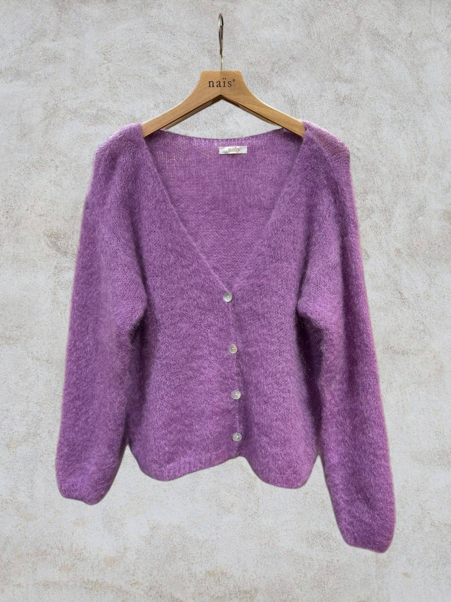 NAÏS PARIS – wholesale Cardigan – Women’s – V-neck cardigan with long sleeves in 80% kid mohair1