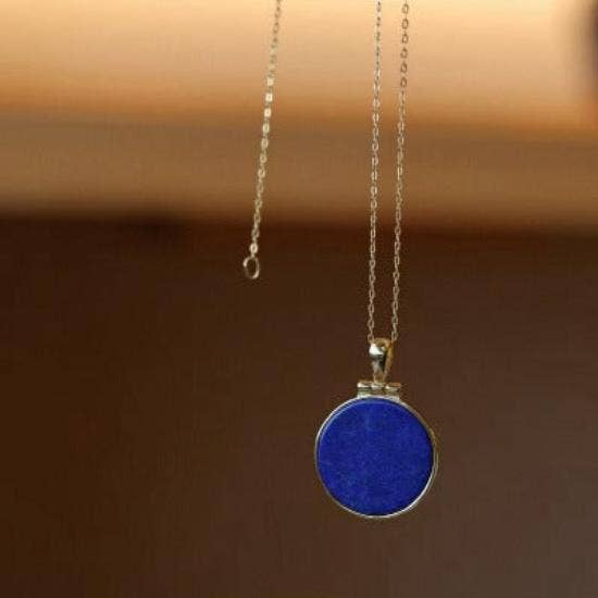 LanLivia - Wholesale Pendant/Charm Necklace - Helios Lapis Lazuli Round Pendant Necklace2