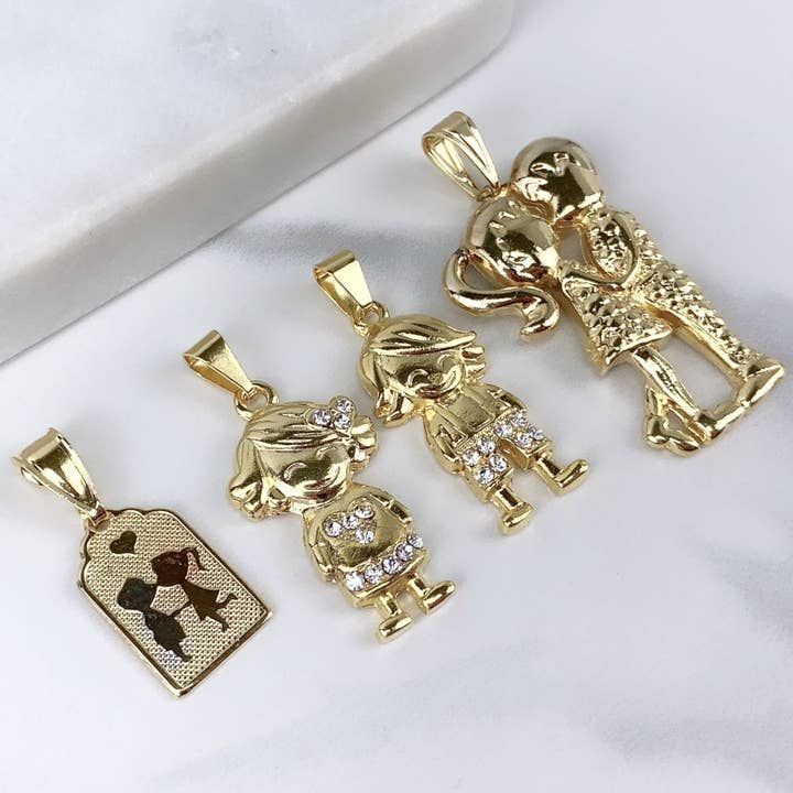 DIJU Jewelry - Wholesale Individual Charm/Pendant - 18k Gold Filled Couple Kissing, Girl and Boy Pendants7