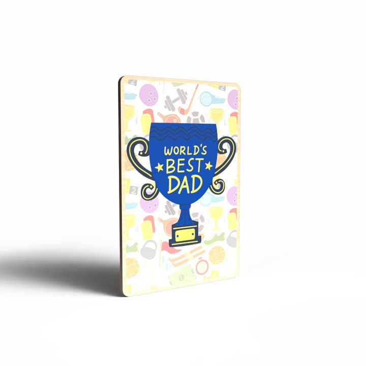 Lifeforce Glass, Inc. – wholesale Postcard – World's Best Dad, Sustainable Wooden Postcard