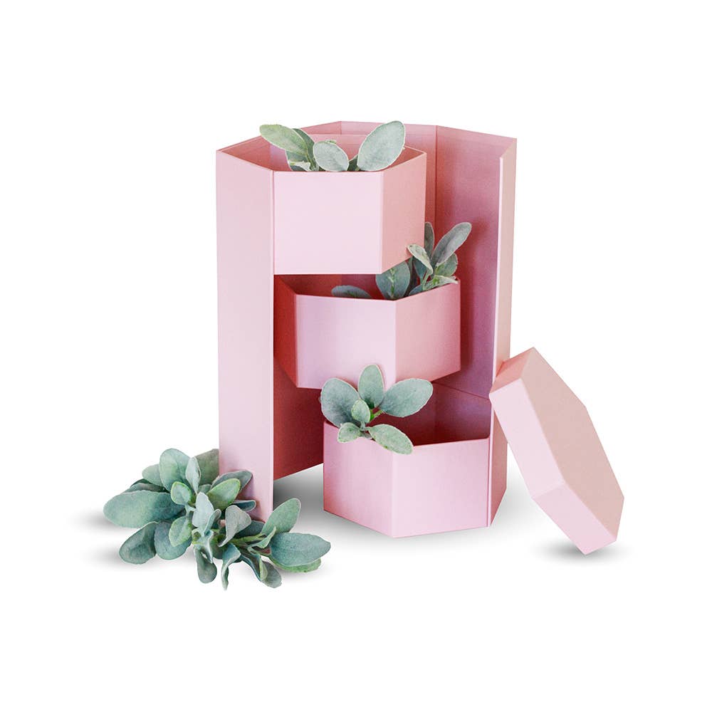 UNIKPACKAGING - Wholesale Gift Box - Hexagon 3-Tier Surprise Flower Gift Box with Lid6
