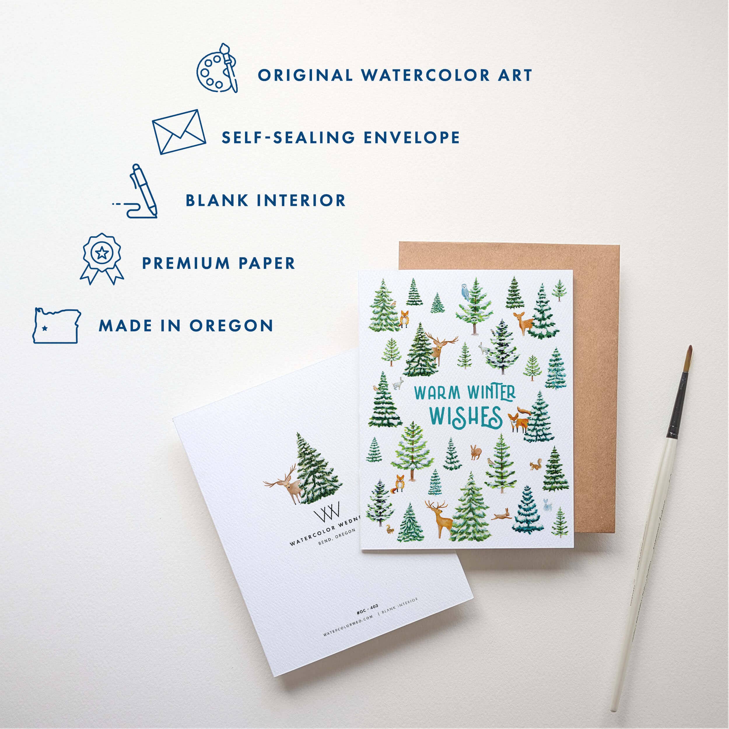 Watercolor Wednesday – Engroshandel Julekort – Skovferiekort | Søde varme vinterønsker skovkort1