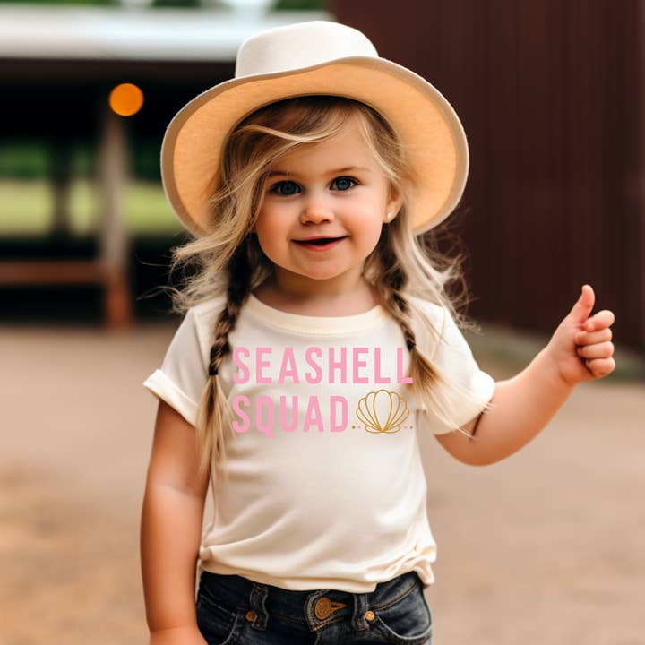 Seashell Squad Kids Summer Graphic Tee for wholesale by ZZ Threadz