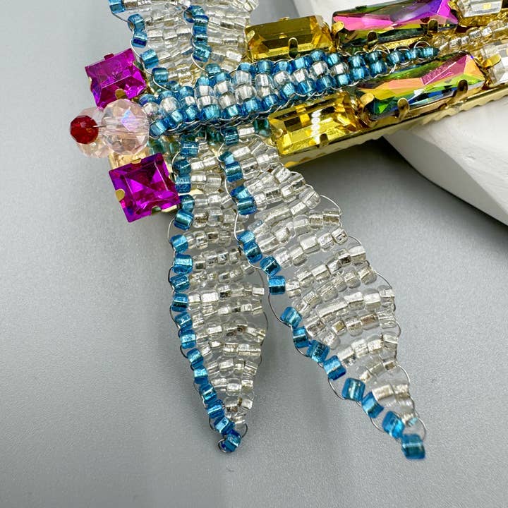 Ole - Wholesale Hair Clip - Women's - Dragonfly Seed Bead Rhinestone Hair Duckbill Clip