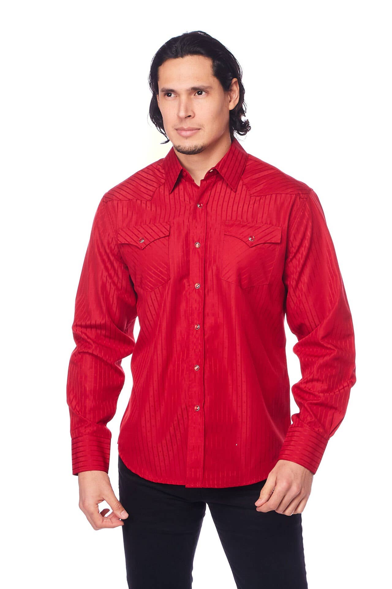 Rodeo Clothing - Wholesale Button Down Shirt - Men's - Men's long sleeve western cotton/poly yarn-dyed plain shirts18