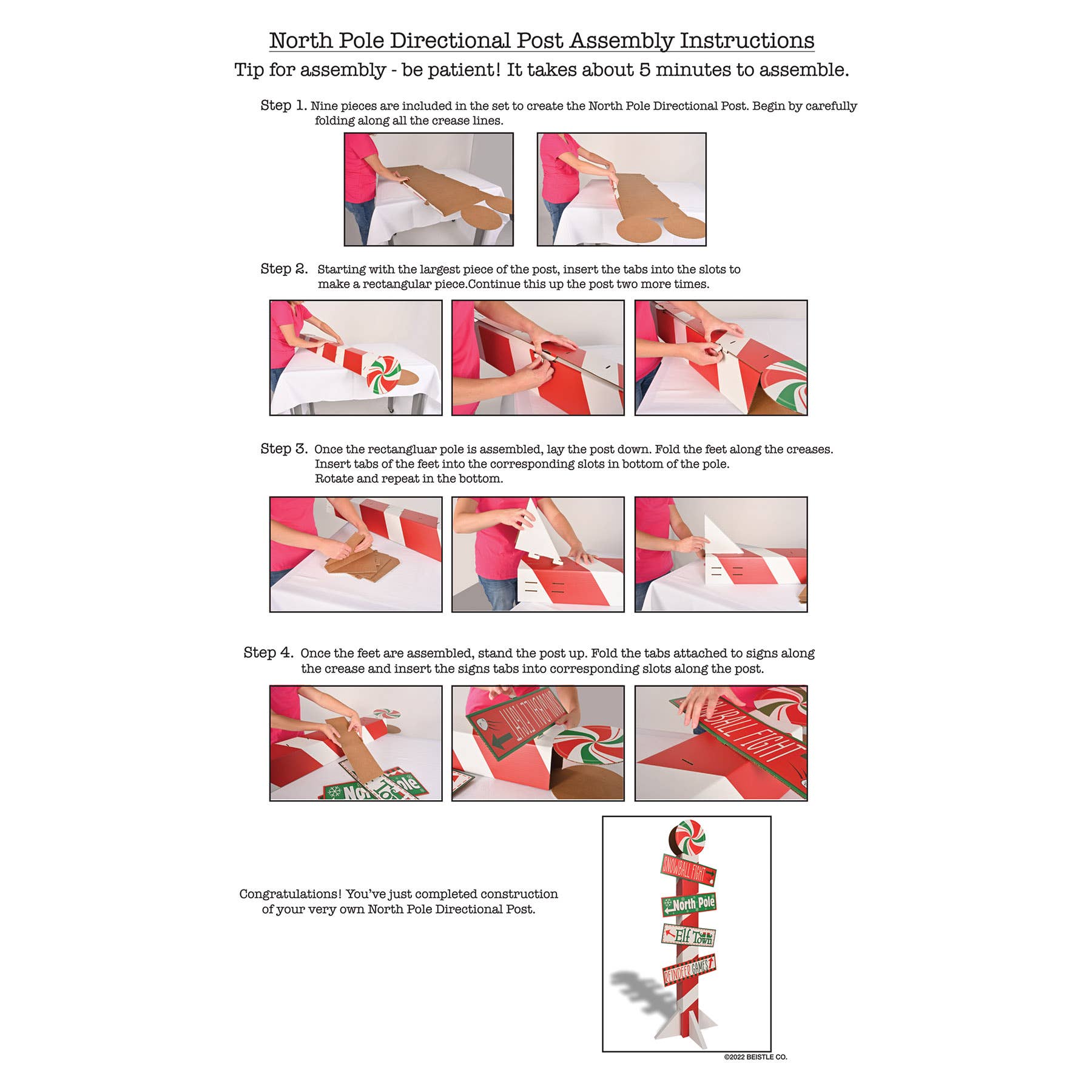 Beistle – Decoração de Natal por atacado – Poste Direcional do Pólo Norte 3D, 1,46 m x 49,5 cm4