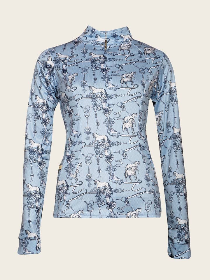 Espoir Sky Blue Carnival Quarter Zip Sun Shirt for wholesale by Espoir Equestrian