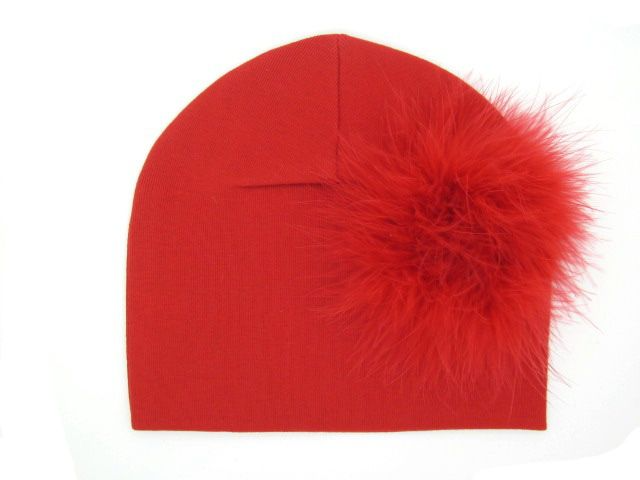 Jamie Rae Hats - Vente Bonnet pour nouveau-né – bébé - Bonnet en coton avec bouffée de marabou4