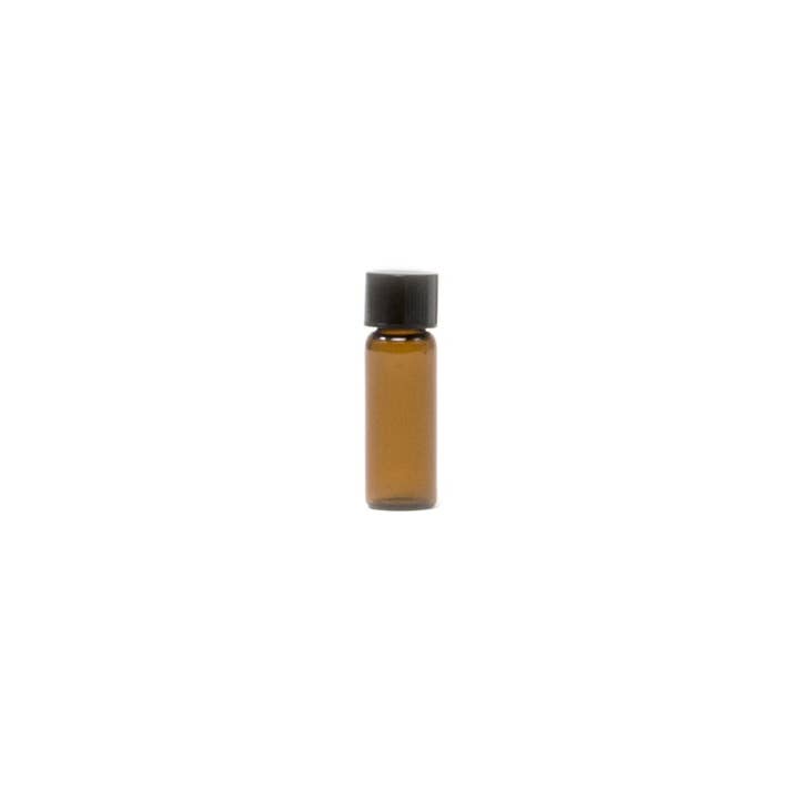 1/2 Dram Amber Borosilicate Glass Vials with Black Cap for wholesale by TC Supplies
