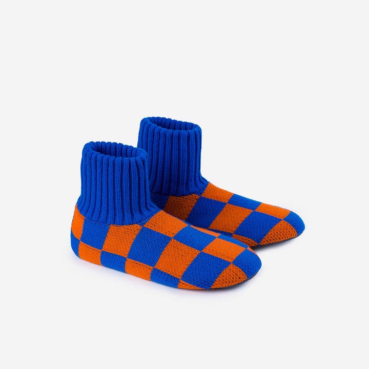 VERLOOP | knits - Wholesale Slippers - Unisex - Checkerboard Knit Sock Slippers