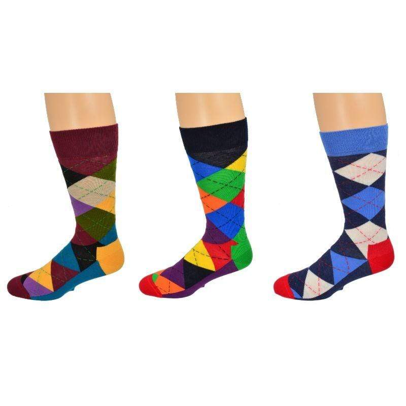 Wear Sierra – wholesale Socks – Men's – Men's Colorful Crew Socks in Combed Cotton (3 Pair Packs)0