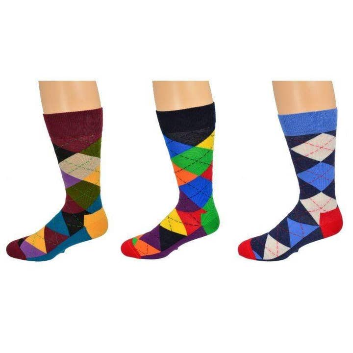 Wear Sierra – wholesale Socks – Men's – Men's Colorful Crew Socks in Combed Cotton (3 Pair Packs)