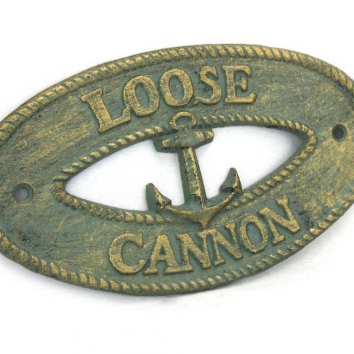 Hampton Nautical – Engroshandel Skilt – Antik Bronze støbejern løs kanon med anker tegn 8"