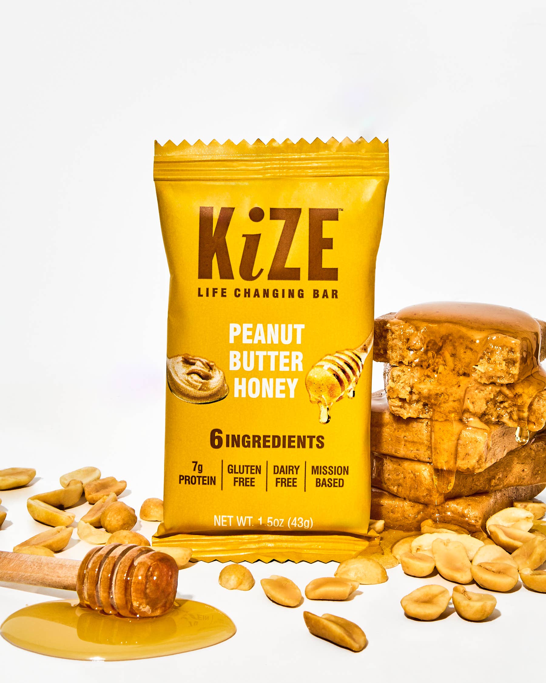 KiZE Life Changing Bars - Wholesale Snack Bar - Peanut Butter Honey, Protein Snack Bar, 1.5oz, 10ct2