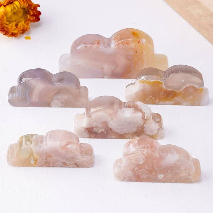 Moon Rituals - Wholesale Spiritual Stone/Crystal - Flower Agate Cloud – Hand-Carved Crystal, 4-5cm