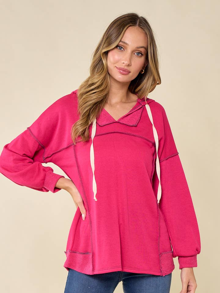 MST3487-A-Sofias french terry hoodie/top for wholesale by Moonshot Clothing