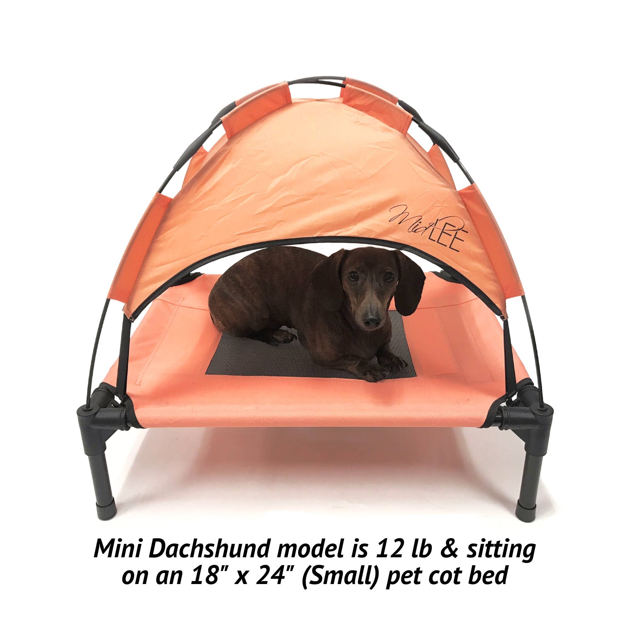 Midlee Designs - Vente Panier – chien - Lit surélevé pour chien Midlee Salmon avec auvent11