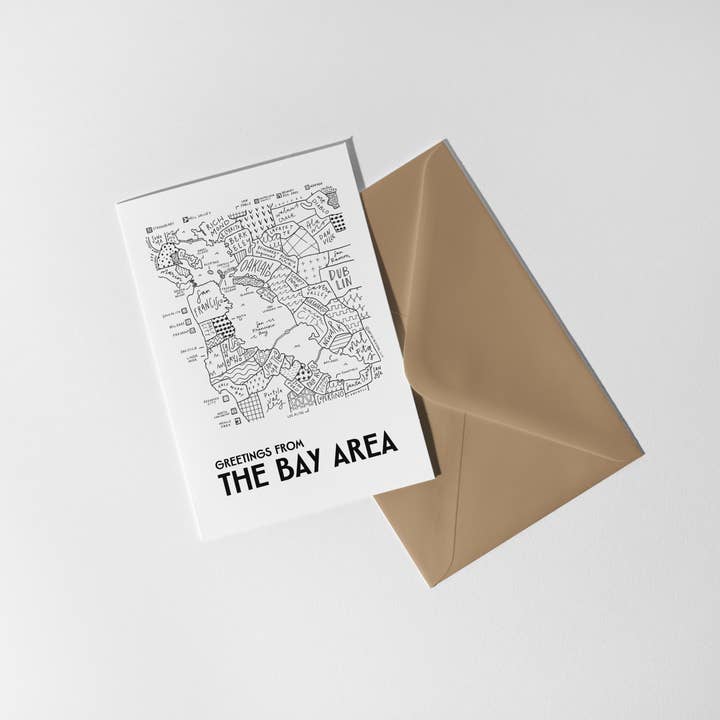 Bay Area Map Greeting Card (Blank) for wholesale by By Aleisha