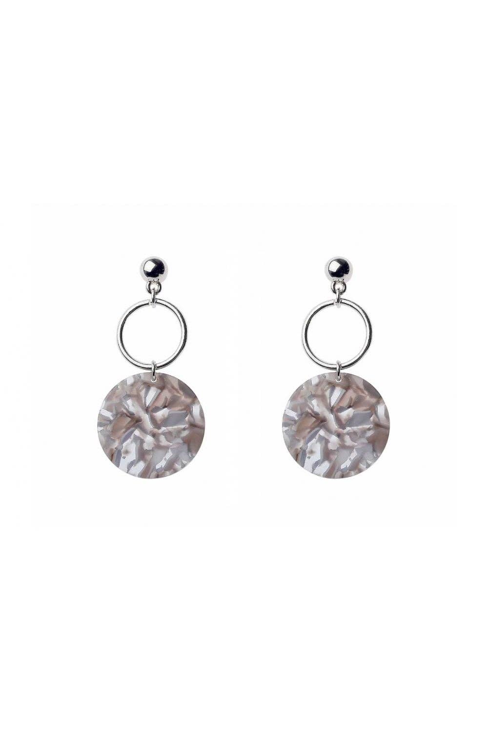 Oceanic Jewellers - Majique London – wholesale Dangle earrings – Acrylic Disc Silver Loop Earrings1