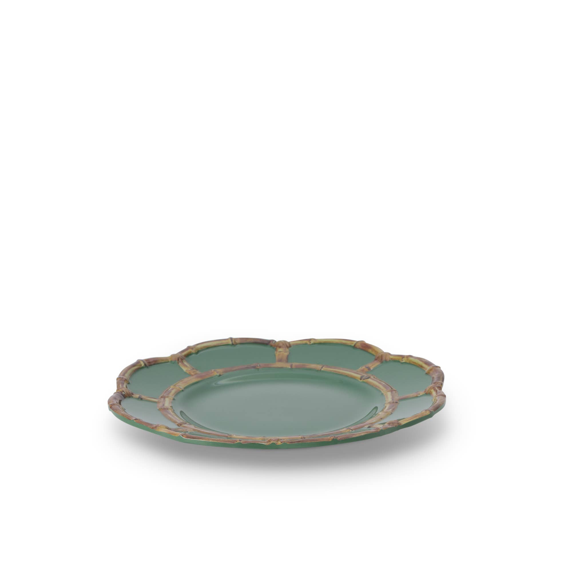 Core Home - Wholesale Salad Plate - 8.75" Melamine Bamboo Rim Salad Plate - Green Cabana1