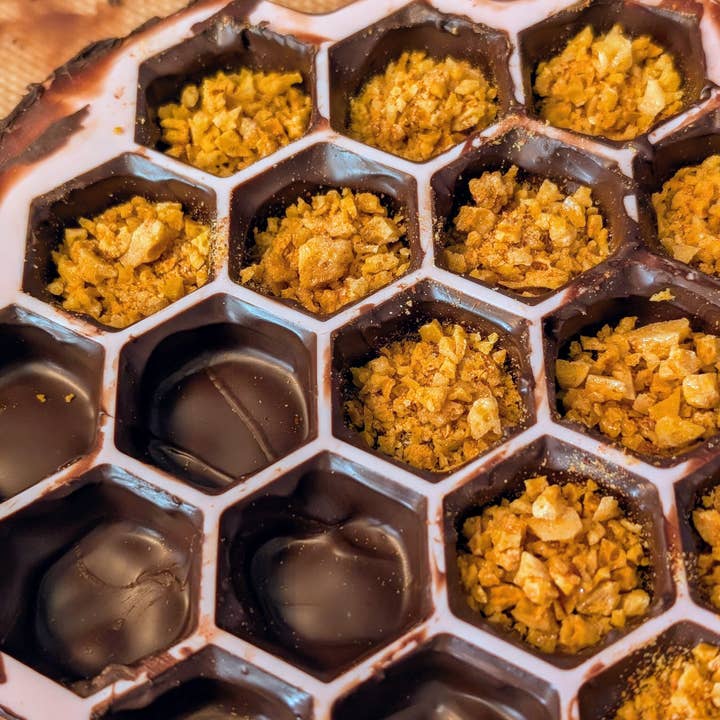 Toute Douceur Candy - Wholesale Chocolate Covered Sweets - Bee Stings – Spicy Dark Chocolate & Hot Honey Brittle Bites1