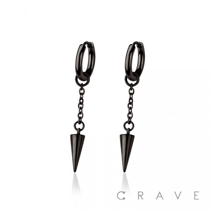 CRAVE - Vendita all'ingrosso Orecchini pendenti - Coppia di orecchini huggie/cerchio in acciaio inossidabile 316L con pendente a punta conica3