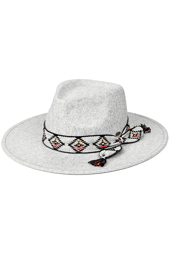 Hana – Fedora - Mulher por atacado – C.C Aztec Trim Band Vegan Felt Panamá5