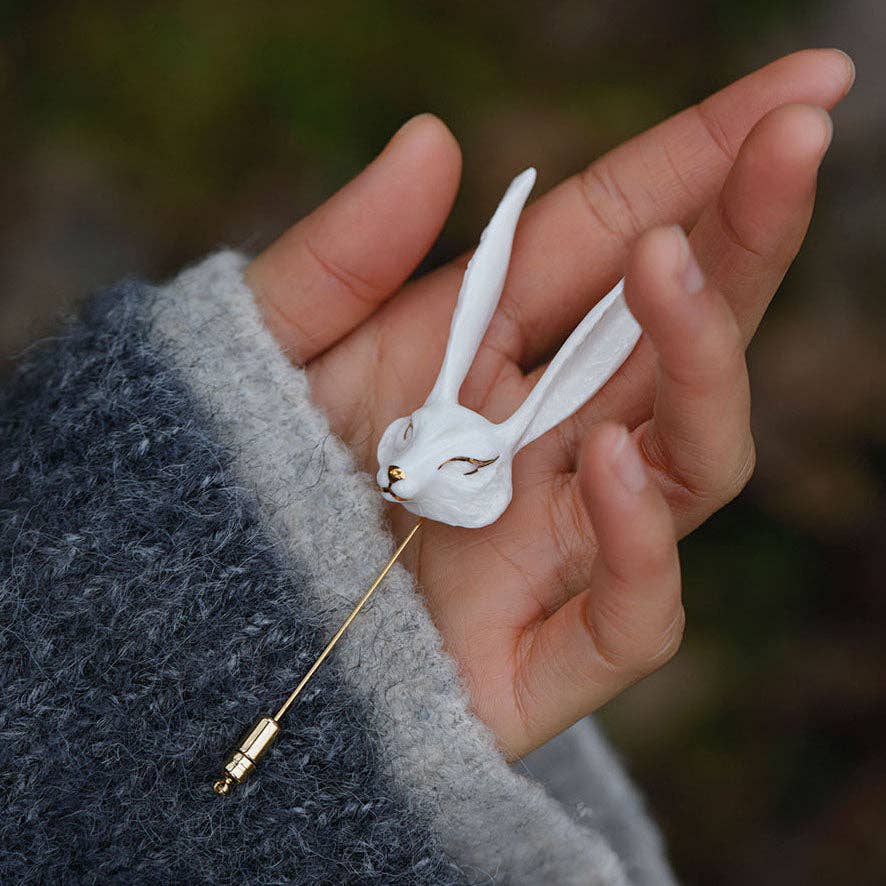 Vermilion Collection - Vente Broches - Broches en céramique YIHE "Renard blanc"4