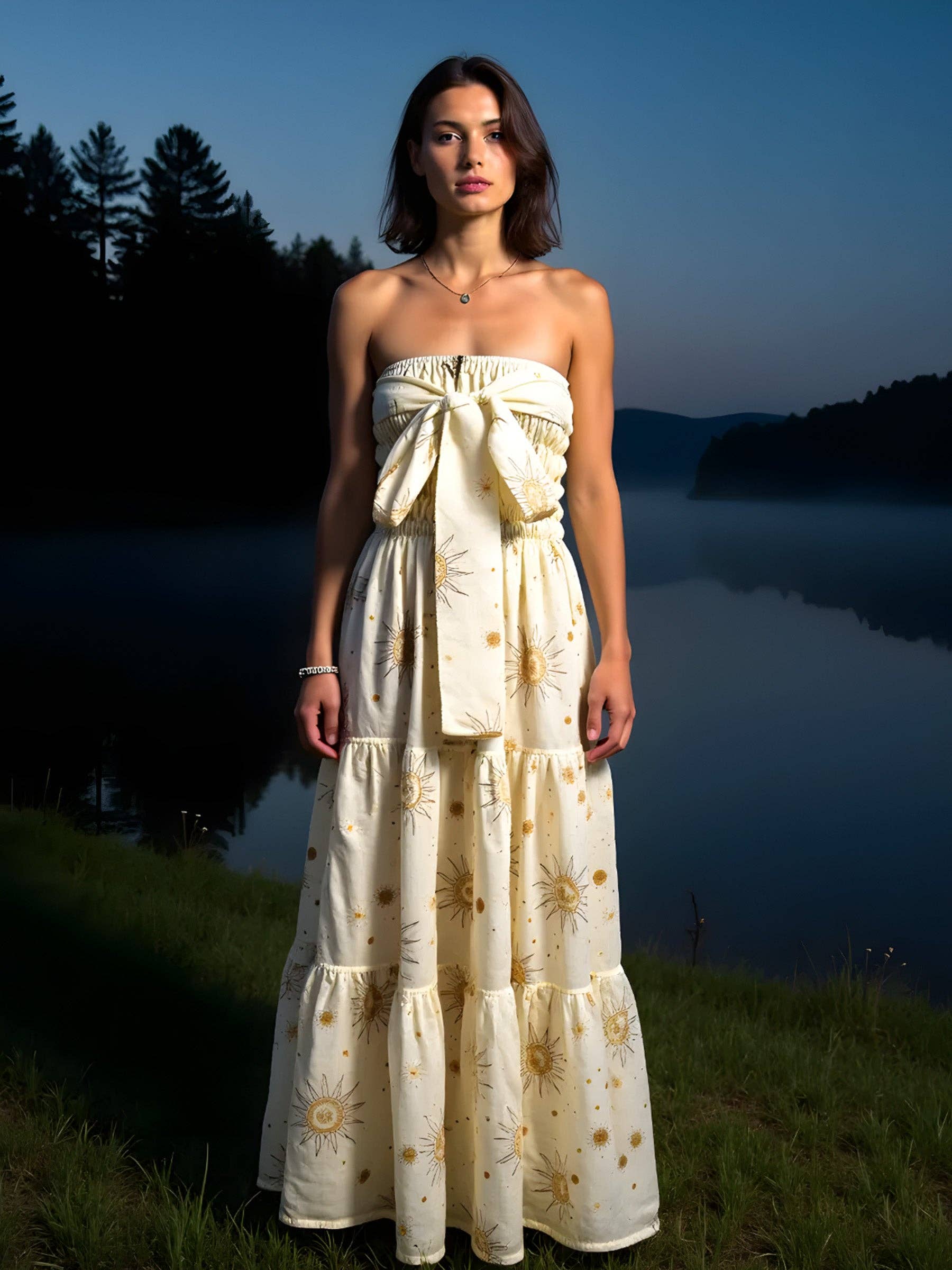 CARMEN SAYS - Wholesale Dress - Women's - Vestido maxi con estampado de sistema solar de Grace5