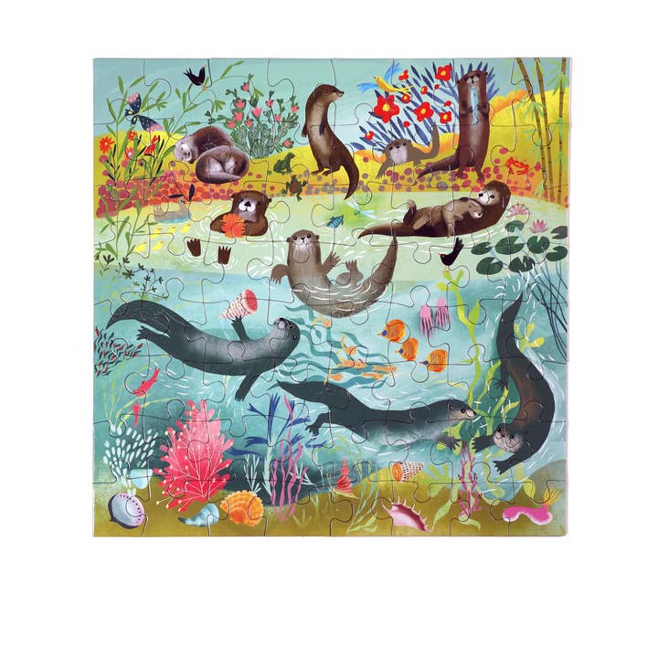 eeBoo - Wholesale Puzzle - Kids - Otters at Play 64 Piece Puzzle