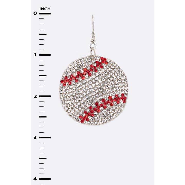 As Shown RHINESTONE BASEBALL PILLOW EARRINGS for wholesale on Faire
