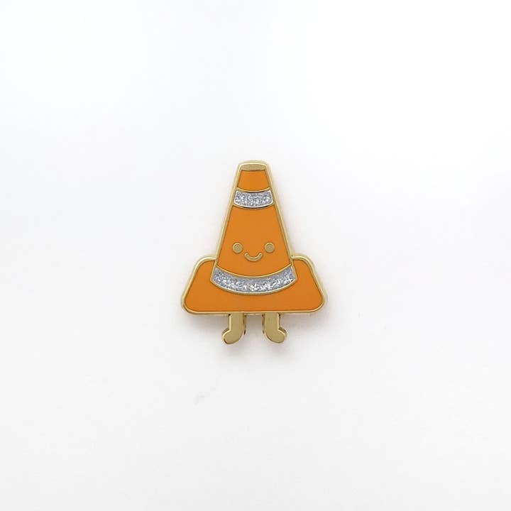 Happy Traffic Cone hard enamel pin for wholesale by These Things