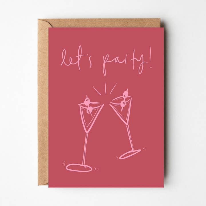 Let's Party - Roligt Martini Cocktail Födelsedagskort för wholesale av Bellynam Studio