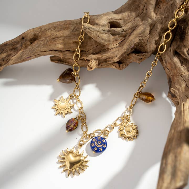 COSMOS - Wholesale Pendant/Charm Necklace - Stainless steel solar heart pendant necklace protector1