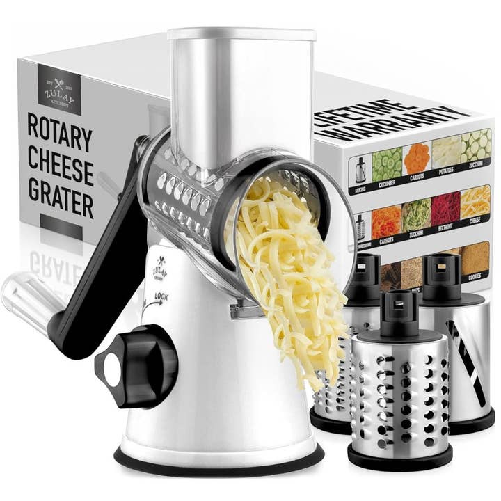 Zulay Kitchen - Wholesale Grater - Cheese Grater Hand Crank with 3 Replaceable Blades