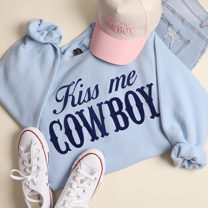 Fashion City - Wholesale Graphic Sweatshirt - Women's - KISS ME COWBOY Heavyweight Crewneck Sweatshirt13