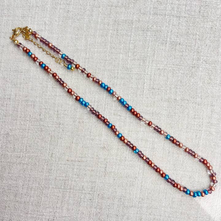 Ewelina Pas Jewelry - Wholesale Beaded/Pearl Necklace - Mixie/// Bronze Mixed Czech Glass Beaded Necklace7