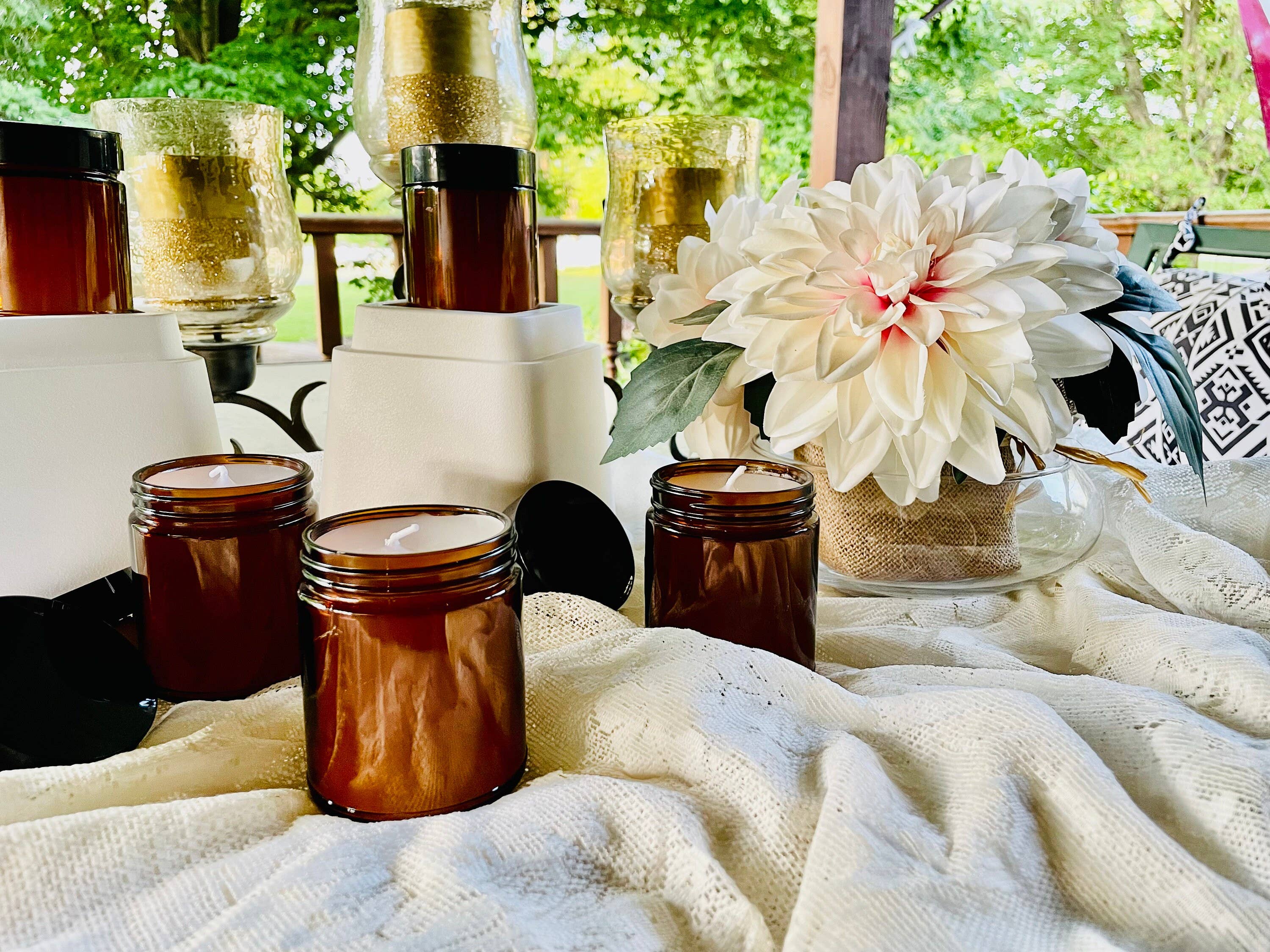 LuvinbyJessica.etsy.com - Wholesale Jar/Filled Candle - Personalized Candles Scented Candle Amber Glass Jars6