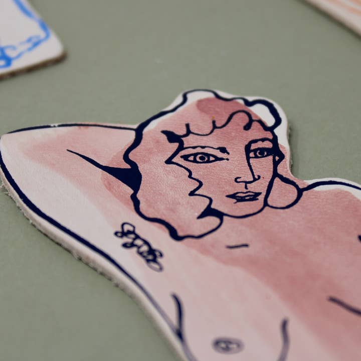 Ark Colour Design - Wholesale Bookmark - Relaxed Nude Hand Painted Leather Bookmark
