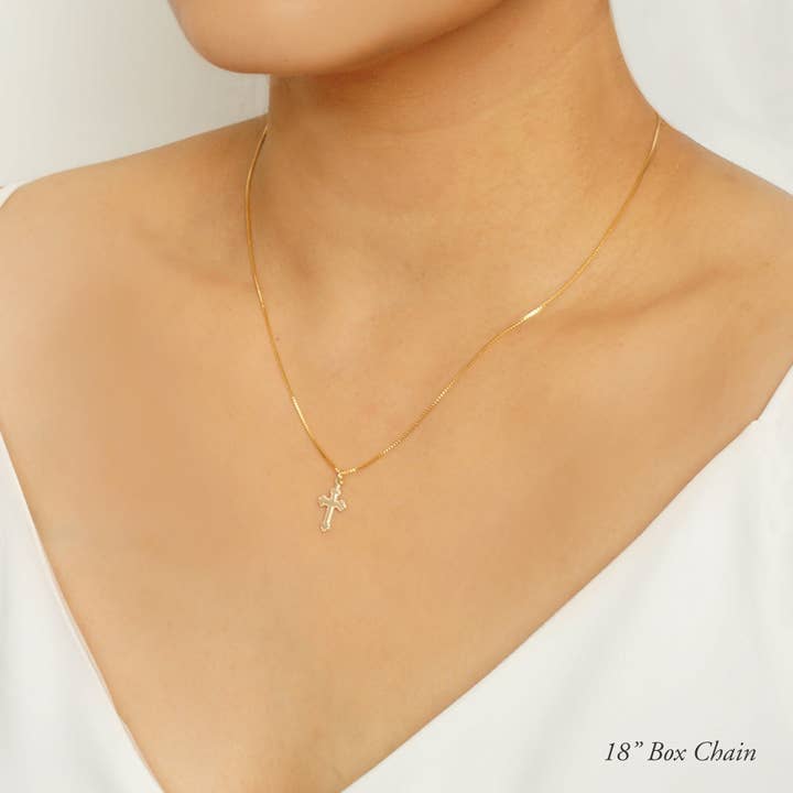 Hunter & Trove - Wholesale Pendant/Charm Necklace - Tiny Cross Necklace in 14K Gold Fill (Jada)1
